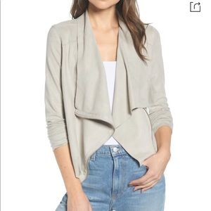 Faux Suede Drape Front Jacket In Chateau Grey